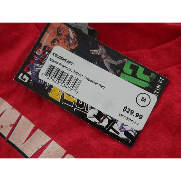 500 Level Officially Licensed Travis Kelce Heart Kansas City Chiefs T-Shirt Red - Picture 6 of 8